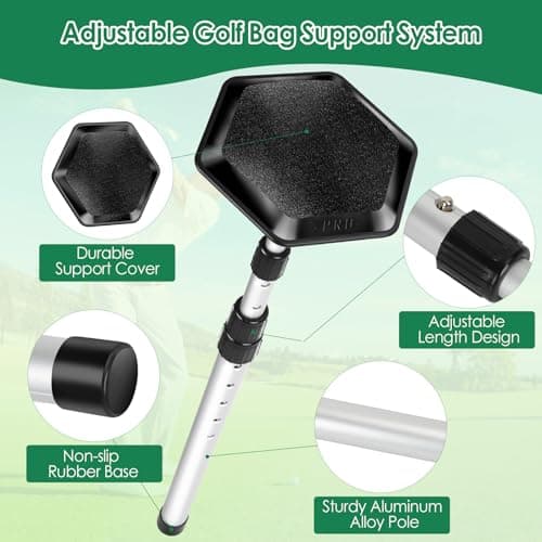 HUIJUTCHEN Golf Travel Bag Support Rod, Sturdy Aluminum Alloy Support System Adjustable Telescopic Pole with Anti-Impact Cover for Golf Club Bag Protection Stiff Arm Golf Bag Accessories — view 4