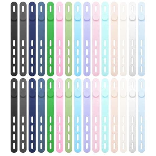30pcs Reusable Silicone Cable Ties, Adjustable Wire Organizers for Earphone & Phone Charger, Multicolor Rubber Cord Straps for Computer, Audio Cables & Home Office Organization (30)