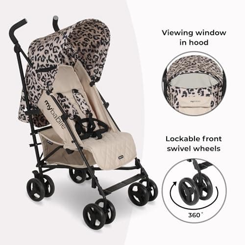 My Babiie MB01 Stroller - from Birth to 4 Years (22kg), Lightweight & Compact Umbrella Fold, Travel Buggy for Toddlers - Fawn Leopard — view 5