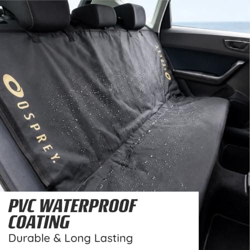 Osprey Rear Car Seat Cover, Waterproof Recycled Fabric Back Seat Protector with Mesh Window, Side Flaps & Pocket, Universal Fit for Dogs Kids Travel and Beach Days, Black — view 5