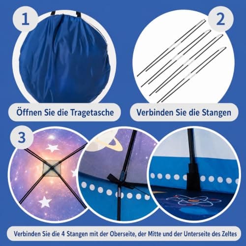 Rocket Space Ship Play Tent for Kids, Astronaut Themed Pop Up Playhouse, Indoor Outdoor Foldable Space Adventure Tent Birthday Gift for Boys and Girls — view 6