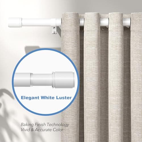 PeSenp Curtain Poles 77-320cm, 25mm Diameter White Extendable Curtain Rod — view 6