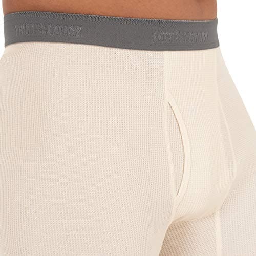 Fruit of the Loom Men's Recycled Premium Waffle Thermal Underwear (1, 2, 3, and 4 Packs) Pajama Bottom, Black/Natural, L UK — view 4