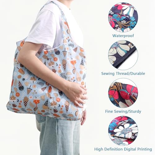 OGMBI 24 Pack Large Foldable Shopping Bags, Waterproof Grocery Tote Bag — view 2