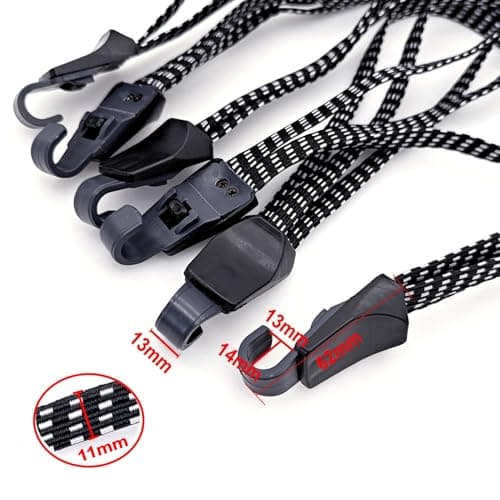JZK 3 Pieces 3-way bike rack bungee straps with hooks, motorcycle luggage elastic straps, small bungee cords for bicycle rear rack, cycle pannier bag straps — view 4