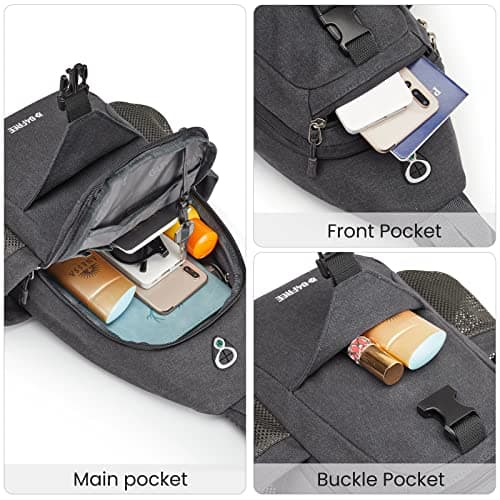 G4Free Canvas Sling Bag Crossbody Backpack with USB Charging Port & RFID Blocking, Hiking Daypack Chest Bag for Women Men — view 5