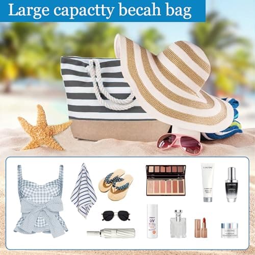 KUIZHEN Large Beach Bag, Beach Bags for Women, Summer Beach Tote Bag — view 5