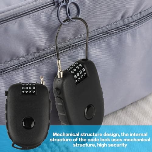 Cable Lock with 4-Digit Combination, 130cm Retractable Cable — view 6