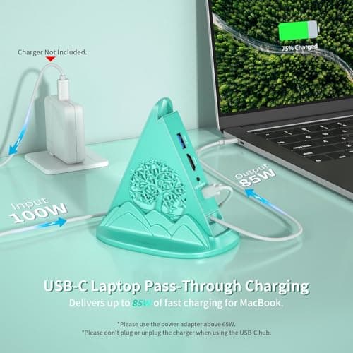 JoyReken USB C Hub, 8-IN-1 USB C Multiport Adapter with 4K@30Hz HDMI, 100W Power Charging, 5Gbps Type C, 3 USB-A 3.0, SD/TF Slots& RGB Lighting, Green Type C Hub for Macbook, iPhone17, iPad, XPS(Tree) — view 6