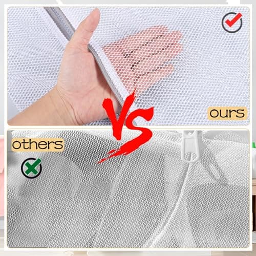 6 Pack Mesh Laundry Wash Bag, Mesh Laundry Bags With Zips (L+M, White) — view 4