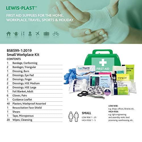 Lewis-Plast Small Premium BS8599-1 Compliant (Low Risk High Risk) First Aid Kit - First Aid Kit For Injuries — view 3