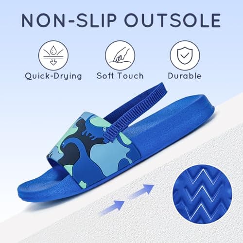 FUNCOO PLUS Kids Sliders Flip Flops Sandals, Blue Dinosaur Size 7/8 — view 4