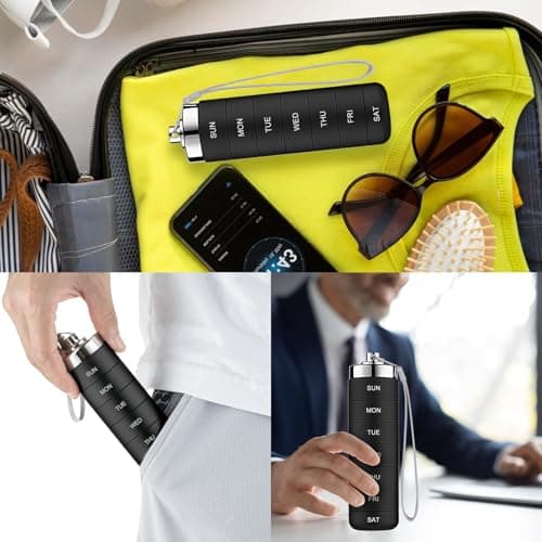 Mossime Metal Pill Organiser 7 Day: Stackable, Waterproof, Travel, Black — view 6