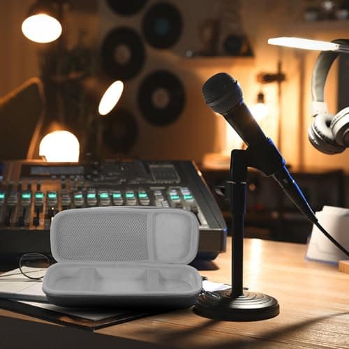 TOGEVAL Portable Handheld Microphone Storage Bag EVA Hard Case with Zipper Dual Mic Compartment Lightweight Travel Case Compatible with Jbl ES for Music Events — view 6