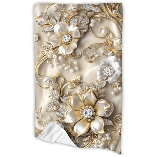 Beach Towels Pearl Diamond Flowers Microfibre Lightweight Beach Towel 140 x 70 cm gold Printed Sand Free Quick Dry Design Camping Towels for Travel Swim Yoga — view 6