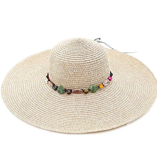 Adrinfly Women Foldable Floppy Wide Brim Straw Sun Hat Travel Packable Adjustable Summer Beach Accessories Hat UV UPF 50+, Khaki, One Size — view 6