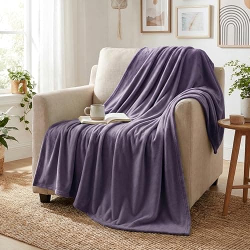 Aisbo Lavender Throws Blanket for Sofas - Bed Throw Double Size Fluffy Purple Blanket Fleece, Warm Soft Flannel Blanket for Couch, 150x200cm — view 2
