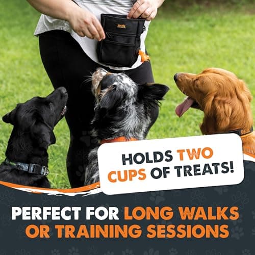 Mighty Paw Dog Treat Pouch 2.0 | Pet Training Hands-Free Snack Bag w/Strap. Holds 2 Cups Kibble, Poop Bags, Phone & Keys. Magnetic Clasp & Waist Belt Clip. Includes 1 Roll of Poop Bags - Bag Clip — view 5