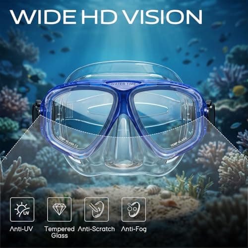 Wide Angle Snorkel Set Adults, Anti Fog & Breath Easy Airflow Tech, Yellow — view 2