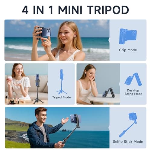 Hesheng mini Tripod for Phone,Portable Small Size Travel Compact Phone Selfie Stick with Detachable Bluetooth Remote Shutter for YouTube/TikTok Vlogs Live Streaming Photography — view 4