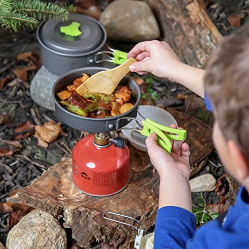 MalloMe Camping Cookware Mess Kit, Camping Cooking Set 10 Pcs - Camping's Pans and Pots Set for Travel Backpacking Portable Camp Essentials Equipment & Accessories, Camp Pot for Food & Kitchen — view 4