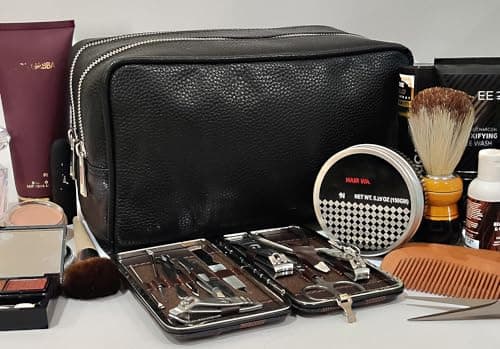 Full Grain Leather Handmade Travel Toiletry Bag - Wash Bag, Shaving Kit & Make Up Kit - Travel Gift for Men & Women by Rustic Town — view 6