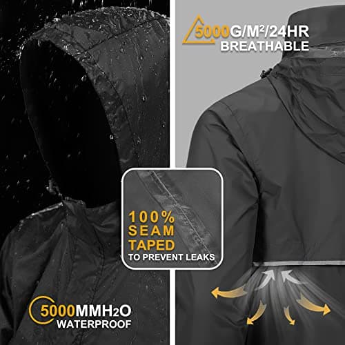 Outdoor Ventures Men's Waterproof Rain Jacket Packable Hooded Pullover — view 3