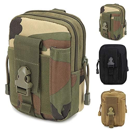 ZhaoCo Multi-Purpose Poly Tool Holder, Tactical Molle EDC Pouch Utility Gadget Belt Waist Bag with Cell Phone Holster for Sports Hiking Camping - Camouflage