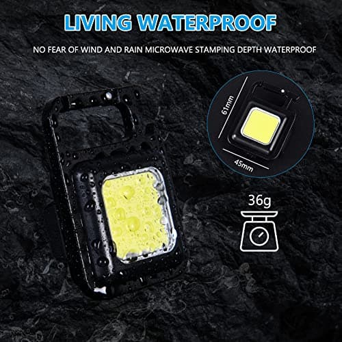 URAQT LED Keychain Flashlight, 1000 Lumens COB Rechargeable Keychain Mini Handheld Torch, 4 Light Modes Portable Pocket Light with Folding Bracket Bottle Opener Magnet Base for Outdoor Daily Use — view 5