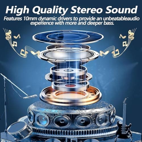 Wireless Earbuds, Bluetooth 5.4 Headphones In Ear with Charging Case, 48H Playtime Bluetooth Earphones with ENC Noise Cancelling Mic, IPX8 Waterproof Sports Wireless Headphones for iPhone/Samsung/iOS — view 3