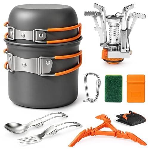 AUTOPkio Camping Cooking Set with Stove, Cookware Kit for 1-2 People