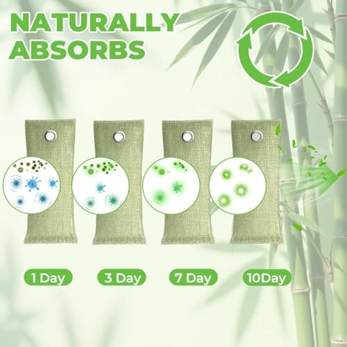 4 Pack Reusable Bamboo Charcoal Air Purifying Bags, 16x8 cm Odour Remover — view 4