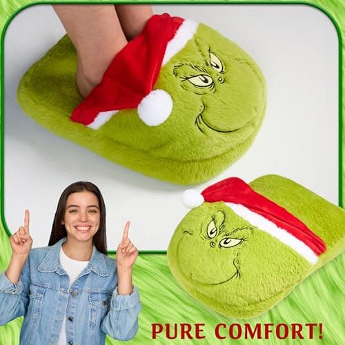 The Grinch Foot Warmer Women Teens UK 2-13.5, Kuromi Non Electric Fleece Foot Muff Adults, Natural Heated Non Slip, Arthritis Muscle Pain (Green Grinch) — view 5