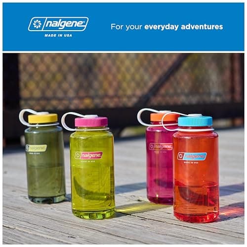 Nalgene BPA Free Leak Proof Tritan Water Bottle - Wide Mouth - 32 oz - Made in USA for Outdoor Use and Daily Hydration - Thrill & Motion (Endive — view 6