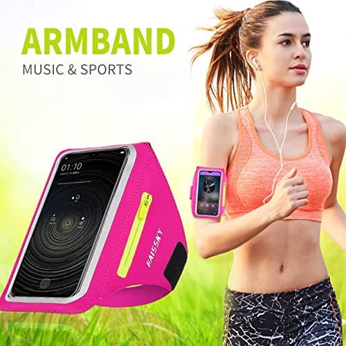 HAISSKY Running Armband for Phone – Zip Pocket, Sweatproof, Fits 6.9" — view 4