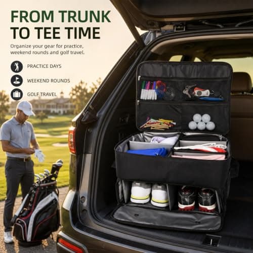 HPLSZCN 2 Layer Golf Trunk Organiser for 2 Pair Shoes,Golf Gifts for Men — view 2