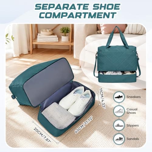 for Easyjet Airlines Underseat Cabin Bag 45X36X20 Weekend Overnight Carry on Holdall for Women Travel Duffel Sport Gym Tote Mum Hospital Bags with Wet Pocket,D04-Peacock Blue — view 3
