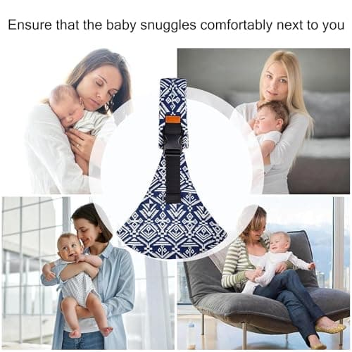 DAVBNM Baby Sling Carrier Toddler Sling, Baby Side Carrier with Thick Shoulder Straps-Adjustable, for Newborn Infant Toddler 3-36 Months, Breathable and Comfortable (Blue, One Size) — view 6