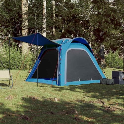 YunCangg Camping Tent 4 Person Blue Waterproof with Quick Release, Polyester Dome Tent for Outdoor Hiking, Festival, Family, with Mosquito Net and Sun Canopy, Easy to Fold and Windproof — view 2
