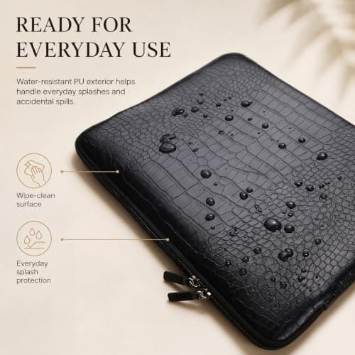 HUADO 13-13.6" Laptop Sleeve, PU Leather Crocodile Case for MacBook Air/Pro — view 5