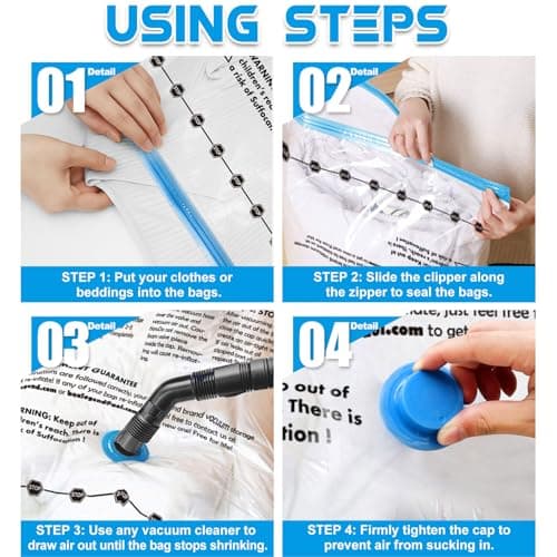 BoxLegend Vacuum Bags 21 Pack 4XL/4L/4M/4S/5 x Travel Hand Roll Vacuum Storage Bags Sealing Bag for Duvets, Pillows, Wool Blankets, Sealing Clothing, Bed Linen, Compression, 1-Hand Pump — view 4