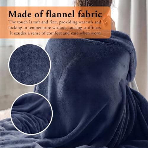 Eulihent Travel Blanket and Pillow 2 in 1 Airplane Blanket Ultralight Compact Foldable Soft Flannel Blanket with Luggage Belt and Backpack Clip for Long Flights, Camping, Car, Business Trips (Blue) — view 5