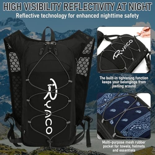 RYACO Lightweight Hydration Backpack, Running Backpack with 2L Water Bladder, Hiking Hydration Water Daypack for Cycling Rave for Men Women — view 4