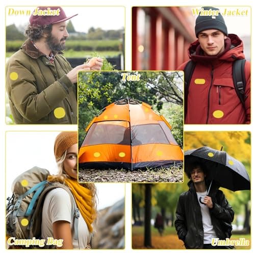 TAIANJI 48 Pcs Down Jacket Repair Patch Nylon, 2 Styles, Yellow — view 3