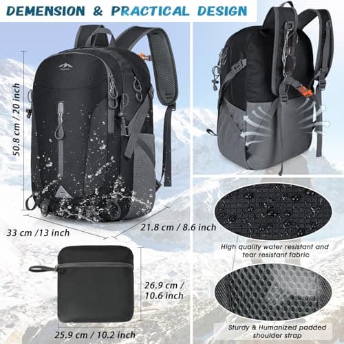 RAINSMORE Hiking Backpack 40L Lightweight Foldable Rucksack for Men Women Water Resistant Backpack Durable Packable Travel Daypack for Camping Climbing Walking Mountaineer Sports Outdoor — view 2