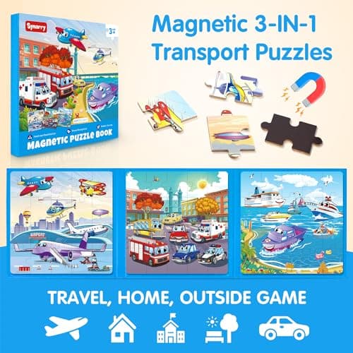 SYNARRY 20 Pieces Magnetic Jigsaw Puzzles for 3 4 5 Year Olds — view 2