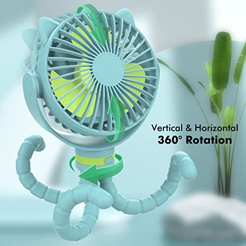 ITSHINY Pram Fan, 2025 Upgraded Stroller Fan Clip on Rechargeable, 4000mAh Portable Desk Fan Baby Cooling with Flexible Tripod 3 Speed for Crib Treadmill Car Seat Camping Travel — view 4