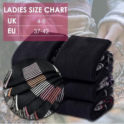 The Essentials Wardrobe 6PK Ladies Thermal/Outdoor Socks - UK 4-8/EU 37-41 - Black — view 6