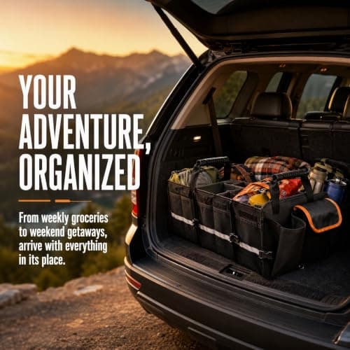 FTISSLY Car Boot Organiser with Cooler Bag, Foldable Car Storage Organizer — view 6