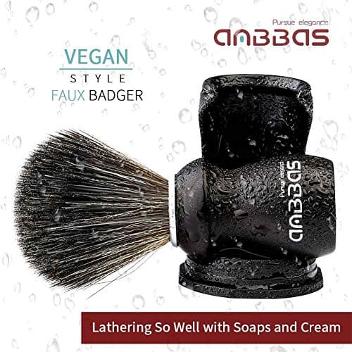 Anbbas Shaving Brush and Holder with Travel Case, Synthetic Badger Hair Ebony Handle Brush,3in1 Kit for Men — view 2